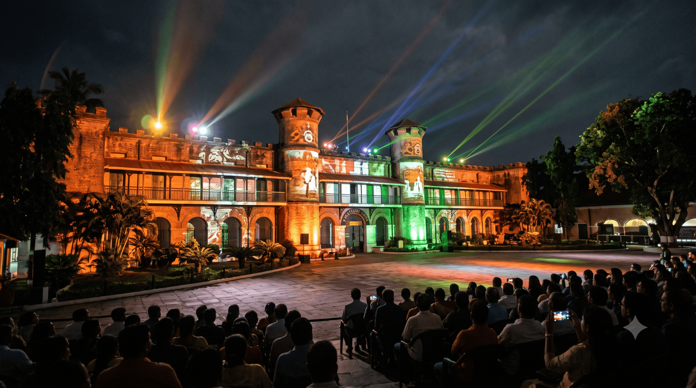 A well lit Cellular Jail during the L&S Show 