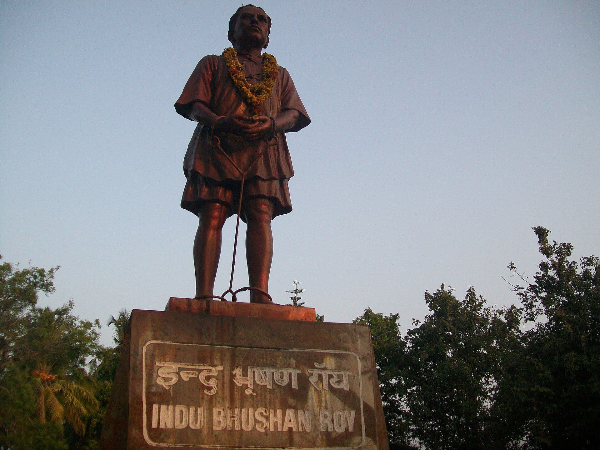 Martyrs' statues standing beside the Cellular Jail in Sri Vijaya Puram