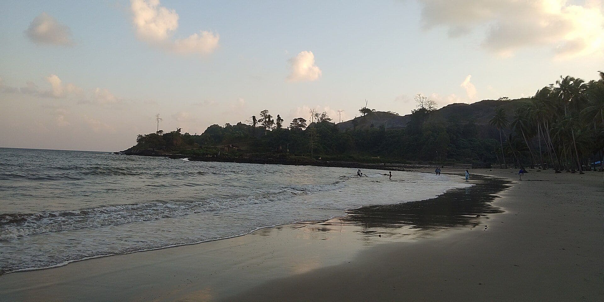 The palm-fringed sweep of Corbyn's Cove Beach near Sri Vijaya Puram